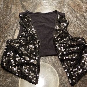 Justice black sequined mini vest